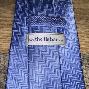 The Tie Bar Herringbone Blue Tie 100% Silk